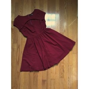 Wine Red Skater Dress